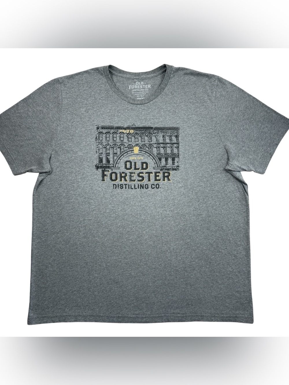 Old Forester Distilling Co. Bourbon Whiskey Men’s Heather Gray Logo t-shirt 2XL